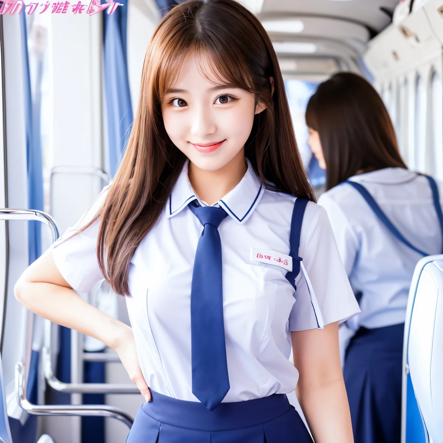 22 years old with a cute idol-like face　Flight Attendant Uniform　Gentle and cute　smile gently　Medium size bust　Lifting the hem of her skirt to show her panties　Raw photo　genuine　real　Life　　Do not display copyright