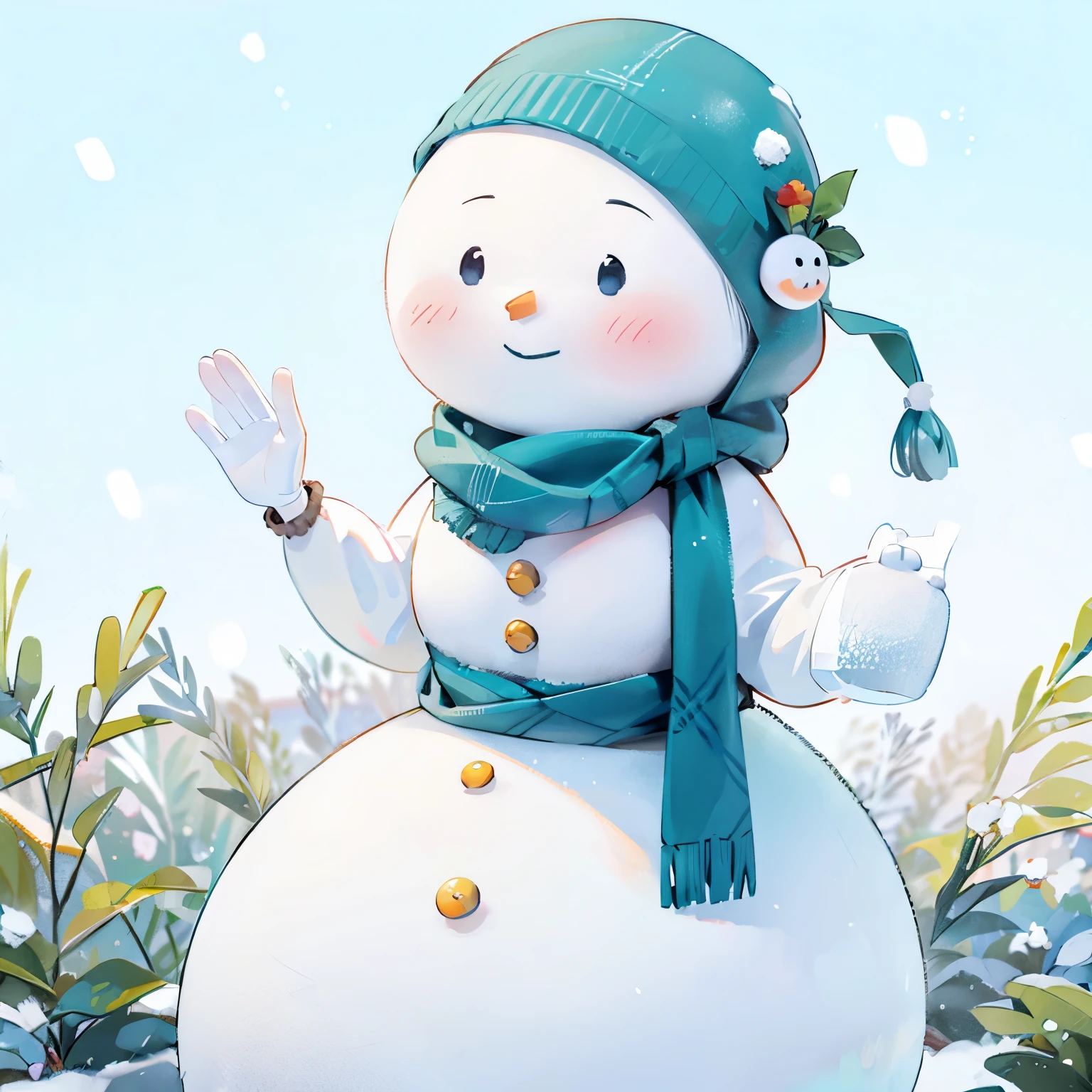 Snowman waving