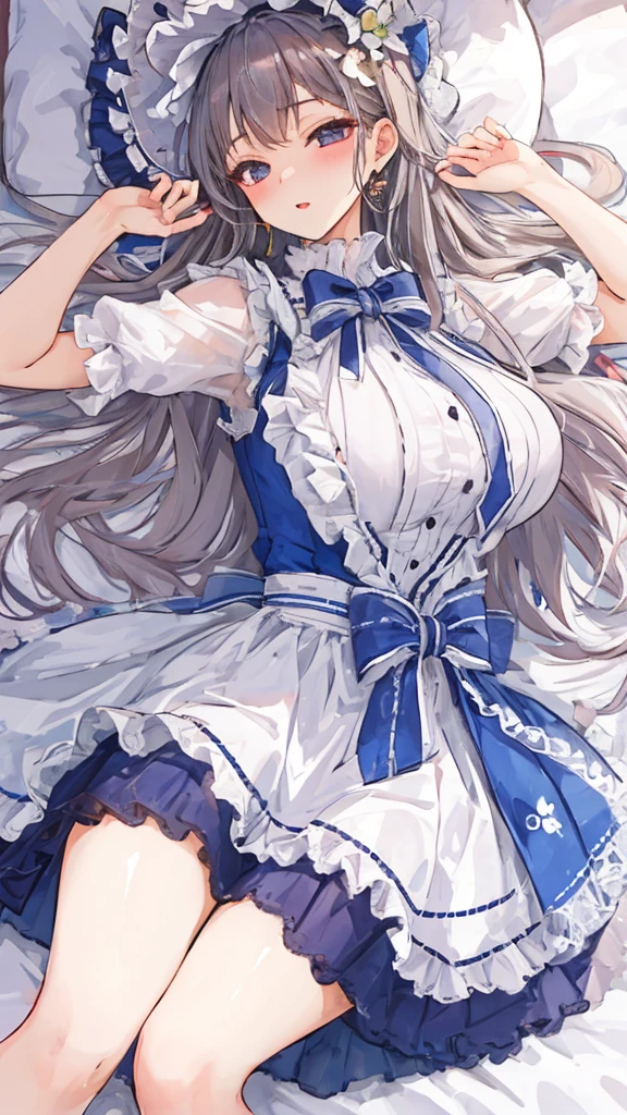 (top-quality、masterpiece、high-level image quality、Super delicate)、((a beauty girl))、(smooth dull gray hair)、(curly twintails, Long bangs)、(Braided hair)Yellow eyes like a brilliant sunset、a choker、Moderately large breasts、((Pure see-through holy shrine maiden style dress))