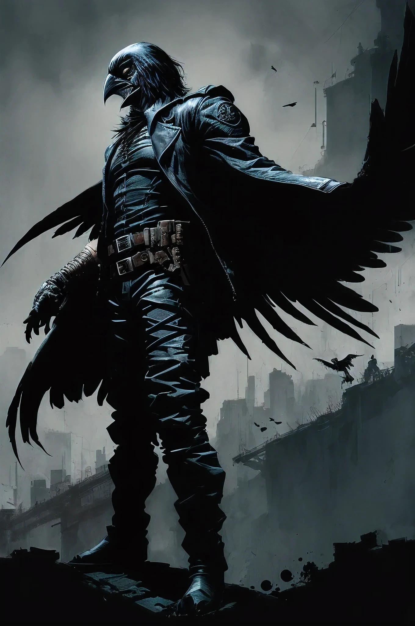The Crow, spread his wings, (style of ashley wood),