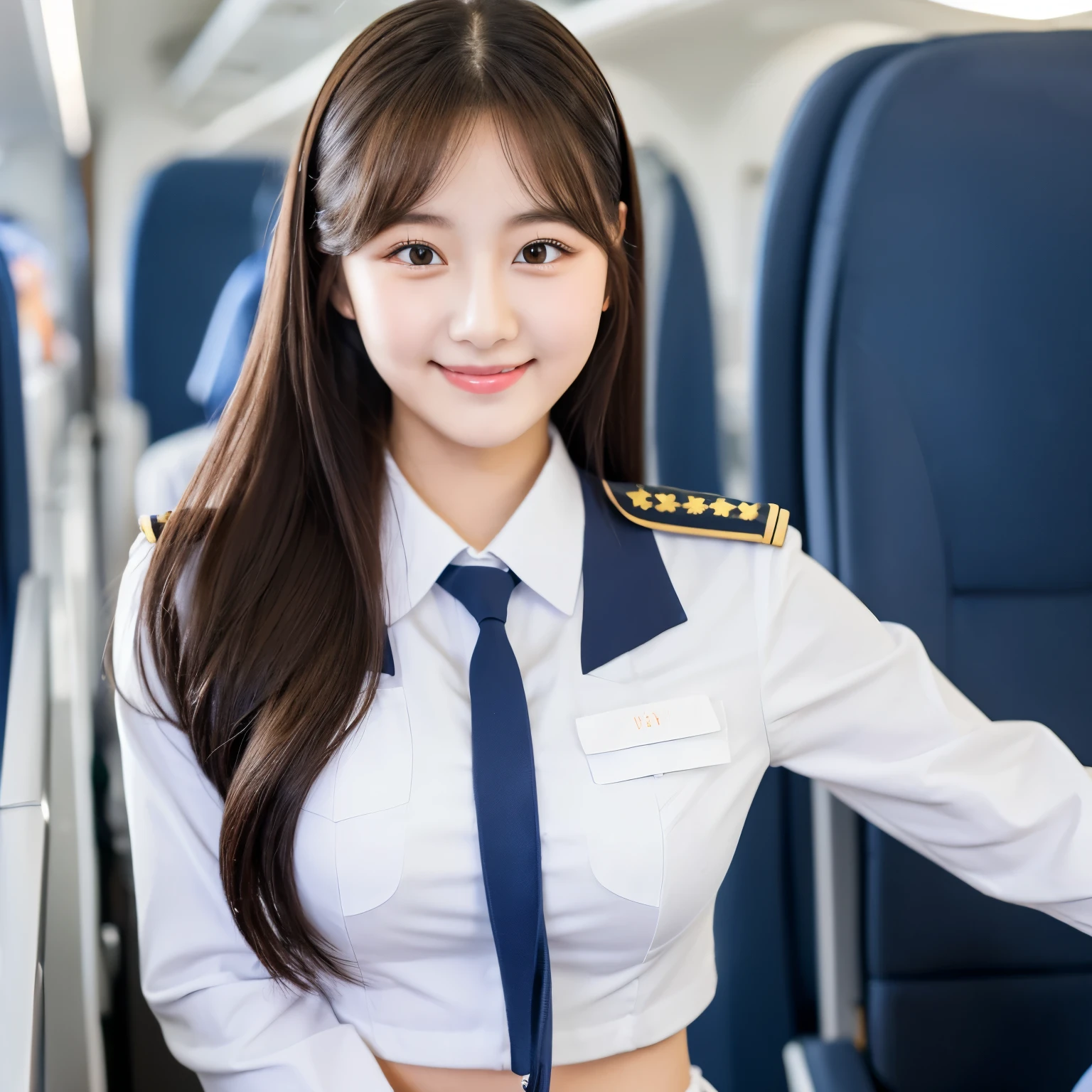 22 years old with a cute idol-like face Occupation: Flight Attendant Gentle and cute smile gently Medium size bust Standing in uniform Lifting the hem of her skirt to show her white panties Raw photo genuine real High definition Life Do not display copyright