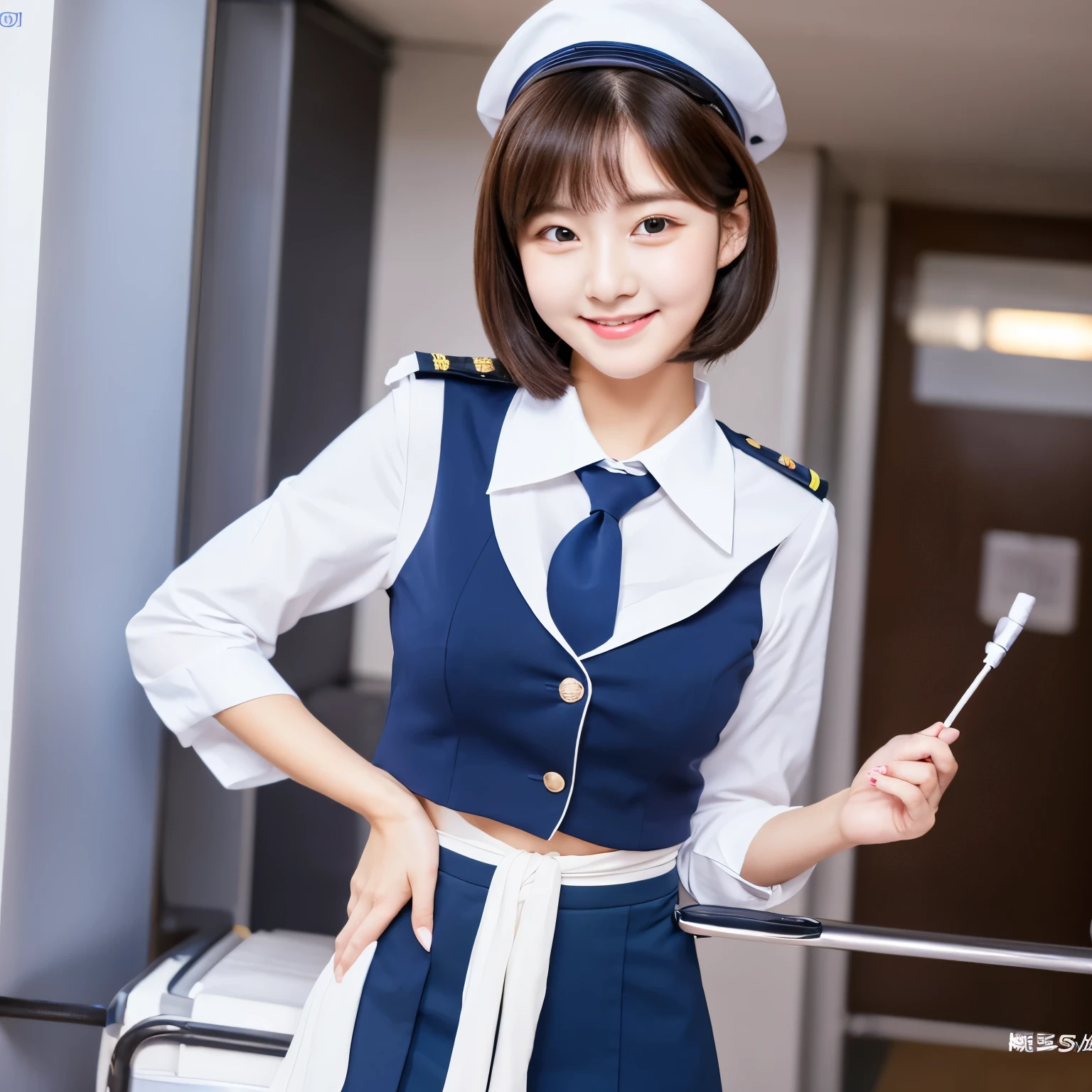 22 years old with a cute idol-like face Occupation: Flight Attendant Gentle and cute smile gently Medium size bust Standing in uniform Lifting the hem of her skirt to show her white panties Raw photo genuine real High definition Life Do not display copyright