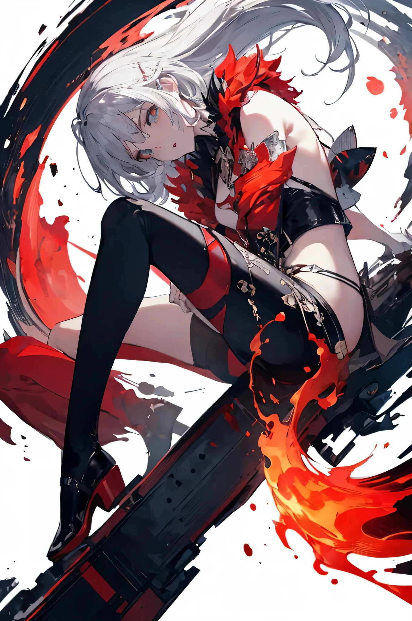 [(white background:1.5),::5], ((((masterpiece)))), high quality, ultra high resolution, full color, red energy, calligraphy, black and white base