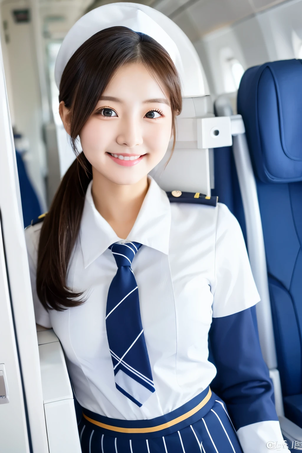22 years old with a cute idol-like face　Occupation: Flight Attendant　Gentle and cute　smile gently　Medium size bust　She lifts up her uniform skirt to show her white panties to the passengers.　Raw photo　genuine　real　Life　　Do not display copyright