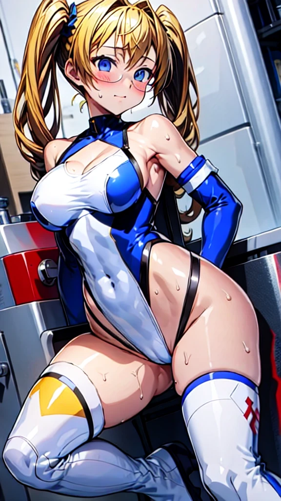 (masterpiece, highest quality:1.2),(Perfect hands and feet), 1 girl, alone,blonde,twin tails,leotard,White elbow gloves,white thigh high boots,Octans,outdoor,