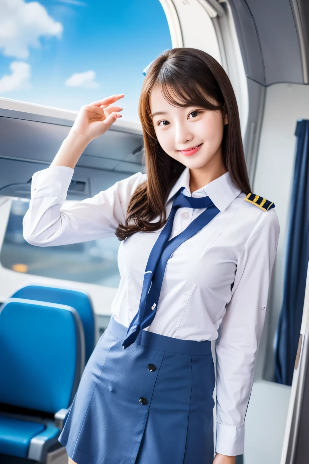 22 years old with a cute idol-like face Occupation: Flight Attendant Gentle and cute smile gently Medium size bust She lifts up her uniform skirt to show her panties to the passengers. panties are clearly visible Raw photo genuine real High definition Do not display copyright
