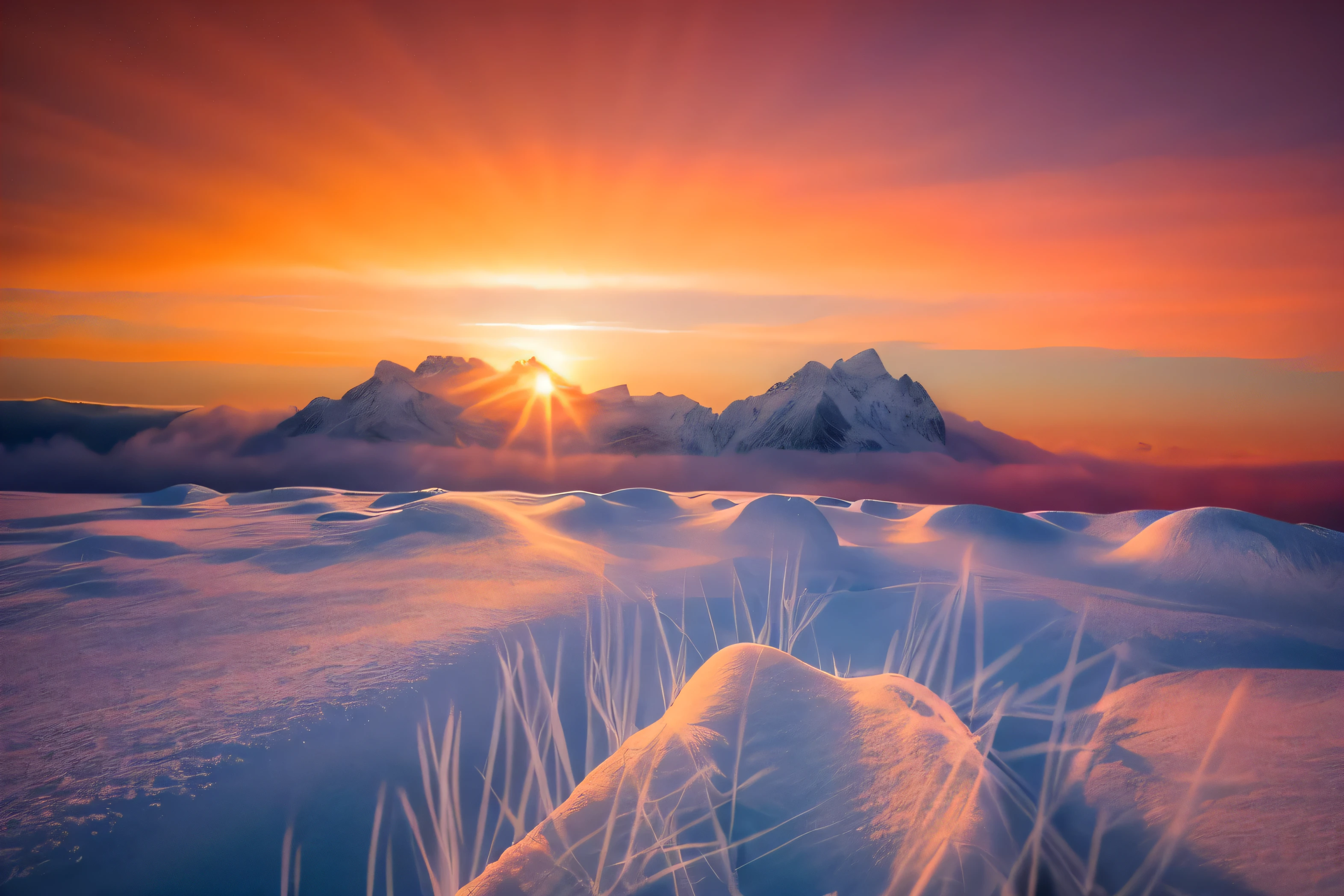 Glow,snow,Canon camera shooting,light and shadow,Sunset,Cool and warm colors,