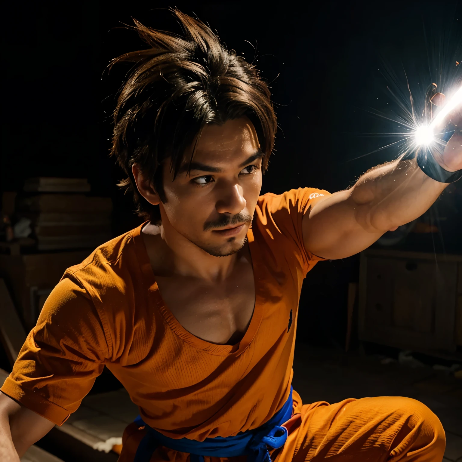 Haz una imagen de Mario peleando con goku