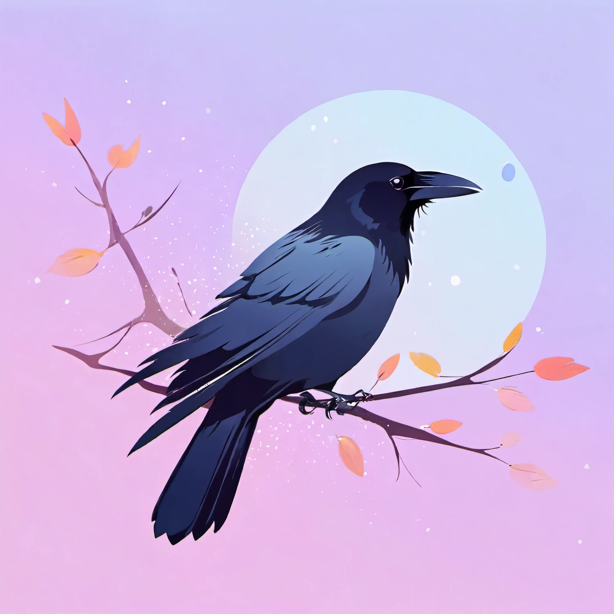 masterpiece, cute, catchy and pop crow, background simple pastel color