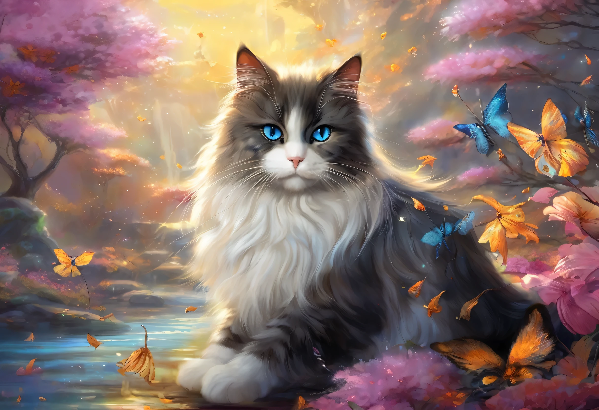 beautiful cat、Fantastic fur、Cats in a fantasy world、Feeling happy、Captivate the viewer、Minsha Art