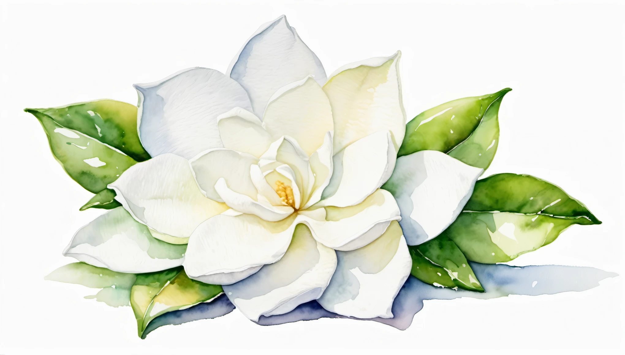 A gardenia petal，White，watercolor，fresh