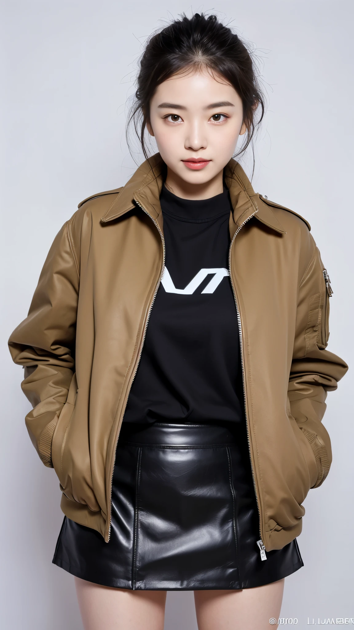 ((top quality, 8 thousand, masterpiece :1.3)), (big bust :1.3), very detailed face, detailed eyes, double eyelid, very detailed face, detailed eyes, double eyelid, surreal, best quality, correct anatomy, very detailed face, detailed eyes, (lifelike, high resolution:1.3), Woman with perfect body 1, (smile), beautiful 몸, beautiful , beautiful 얼굴, Ergonomic, (beautiful Legs), (short skirt:1.3), (My whole body shines:1.4), (beautifulSalar de Uyuni:1.5), Short black hair, (short jacket:1.4)