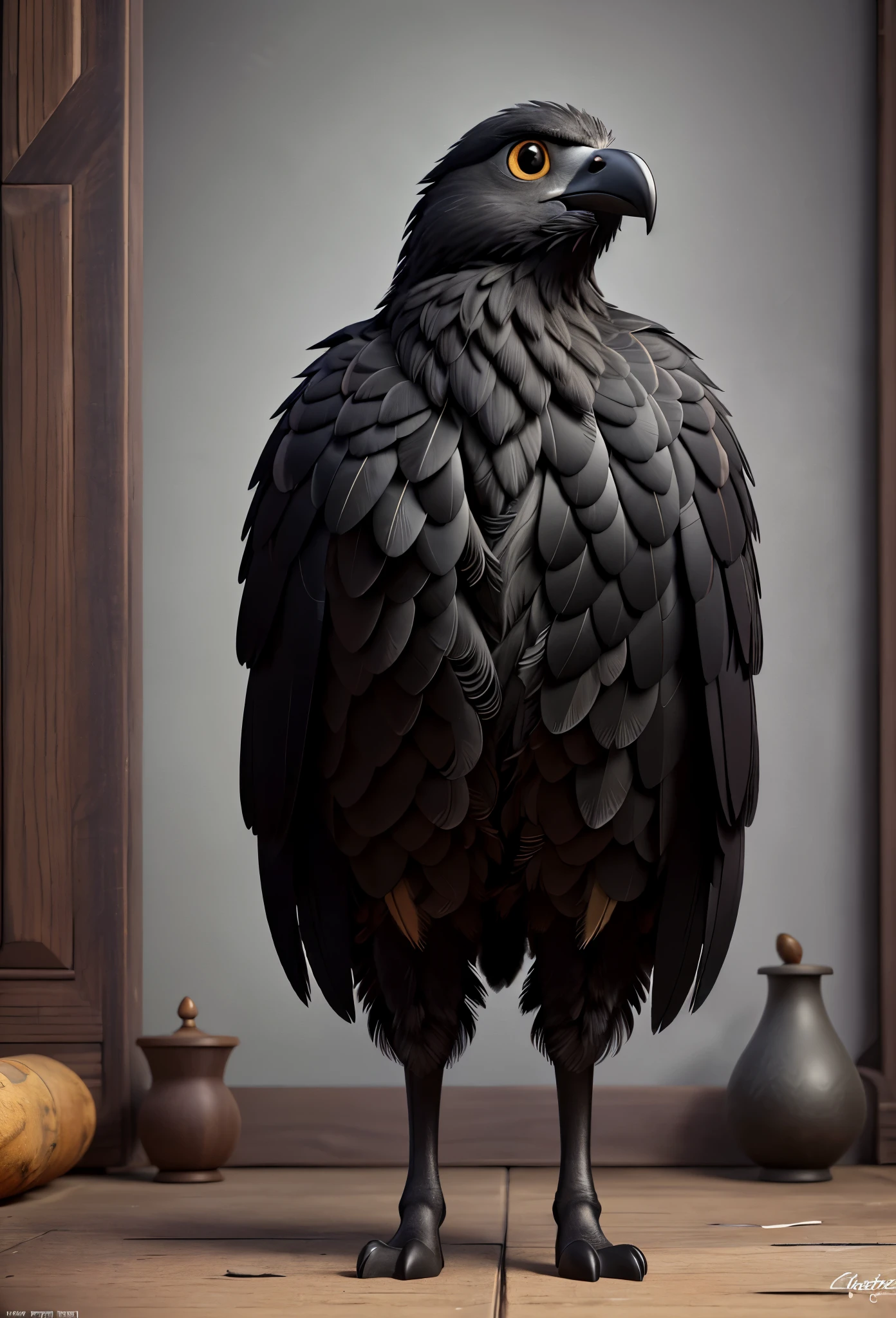 (best quality,4k,8k,highres,masterpiece:1.2),ultra-detailed,(realistic,photorealistic,photo-realistic:1.37),crow,black feathers,mysterious ambiance,detailed depiction,feather texture,crow eyes,staring ahead,dark background,surrealism,gothic,ethereal,vivid colors,subtle lighting
