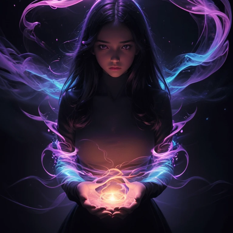 Desenvolva uma imagem de perfil cativante para o canal 'Som das Profundezas.' The central idea is to convey an atmosphere of mystery and depth, incorporating elements related to music. Utilize um fundo escuro como base e adicione elementos abstratos que sugiram a ideia de ondas sonoras em profundidade. Integrate stylized musical symbols, como notas musicais ou uma clave de sol, in a way that emphasizes the connection between the music and the mystery. Experimente uma paleta de cores sombria, como azul marinho ou roxo escuro, para criar uma atmosfera envolvente. Incorporate elegant typography for the name 'Som das Profundezas' to complement the overall aesthetic of the image. Remember that the image must be easily identifiable even at small sizes, maintaining a balance between visual complexity and recognizable simplicity.