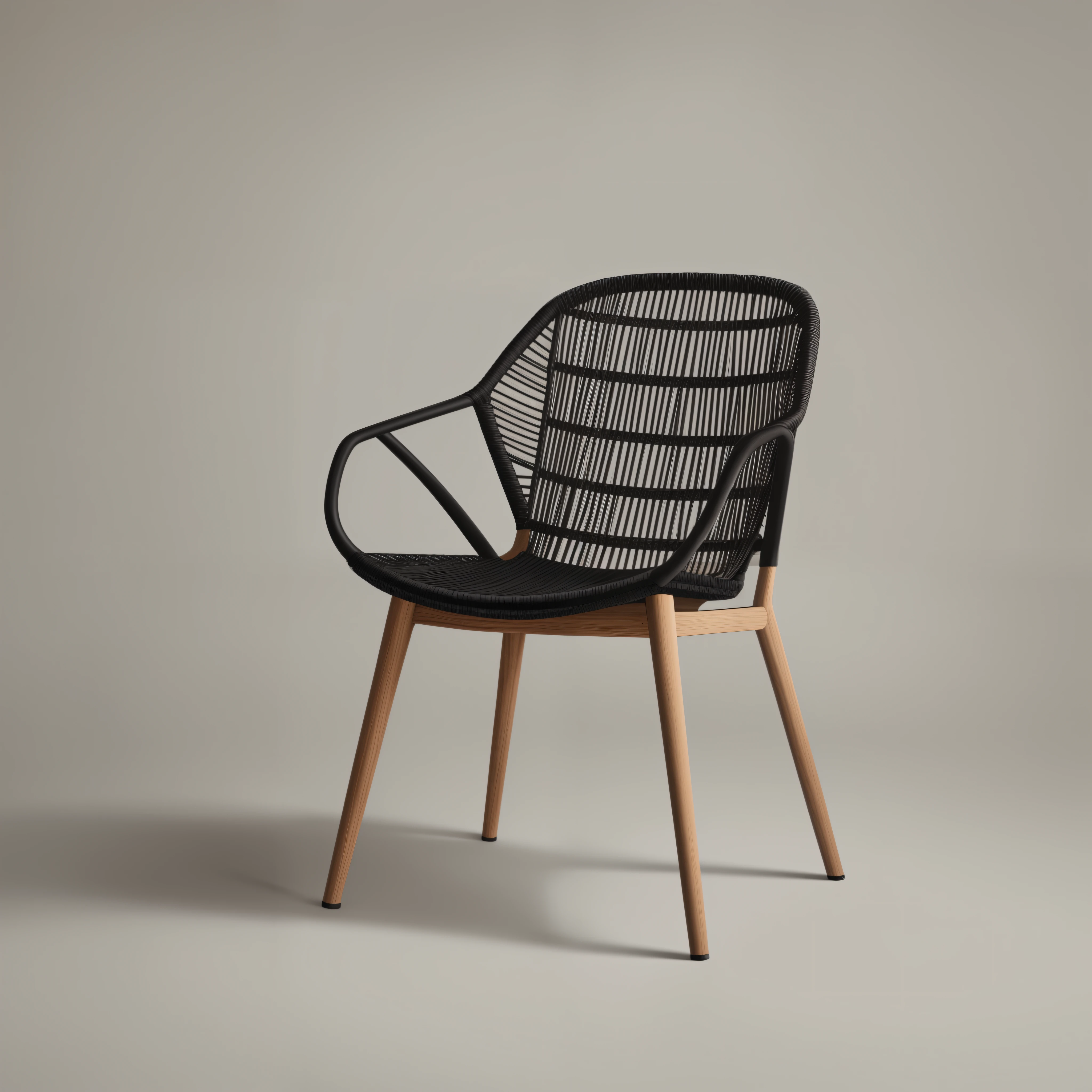 a black chair with wooden legs and a black seat, black chair, chair, black armchair, maya, wood chair, chairs, wicker chair, by Vadym Meller, armchair, inspired by Constantin Hansen, single chair, armchairs, product render, inspiring, 6 0 s chair, niels otto mills, edited, by Henning Jakob Henrik Lund