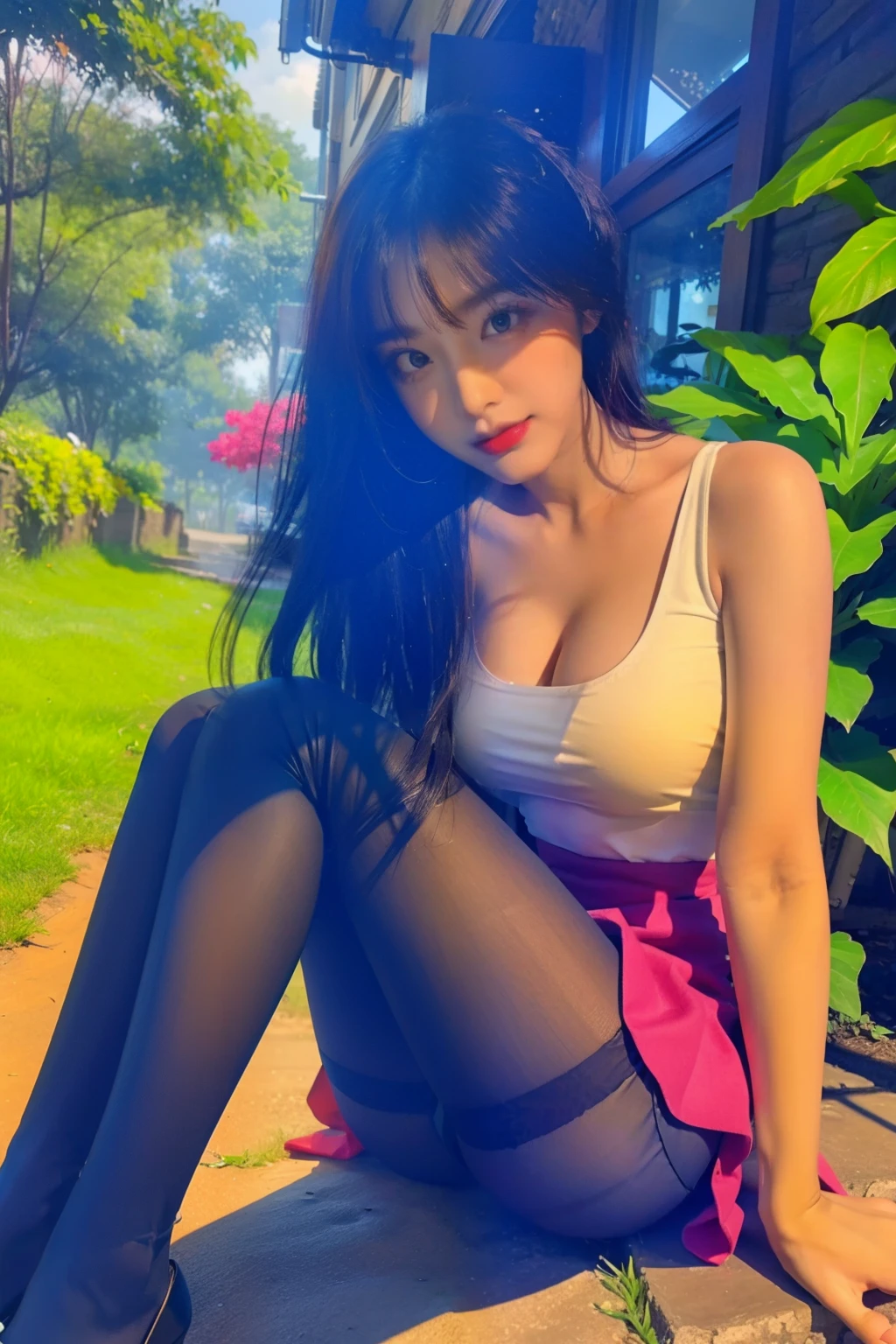 (whole body:1.5),(1 girl:1.3),(view viewer:1.4),(anatomically correct:1.4),(Sitting in the forest:1.2),(Wear a school-style dress:1.2),(Opaque pantyhose:1.3),( Girls' pointed toe thick high heels :1.1),((Purple | blue | pink | Grace |White |Color is black | orange color | green | blue | gold | Khaki | salmon color):1.2),(Accurate and perfect face shape:1.3),(long legs:1.3),ultra high definition, Ray tracing, reflected light, Quite accurate, Award-winning, high detail, Lighten shadow contrast, face lighting ,movie lighting, masterpiece, Ultra-detailed, high quality, high detail, best quality, 16K,high contrast,