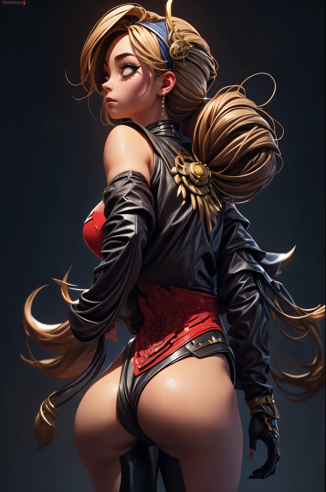 View from behind, huge butt, PAWG, wide hips, slim waist, thick thighs, Patriotic salute, intricate, elegant, highly detailed, digital painting, artstation, concept art, smooth, sharp focus, illustration, add_detail:3