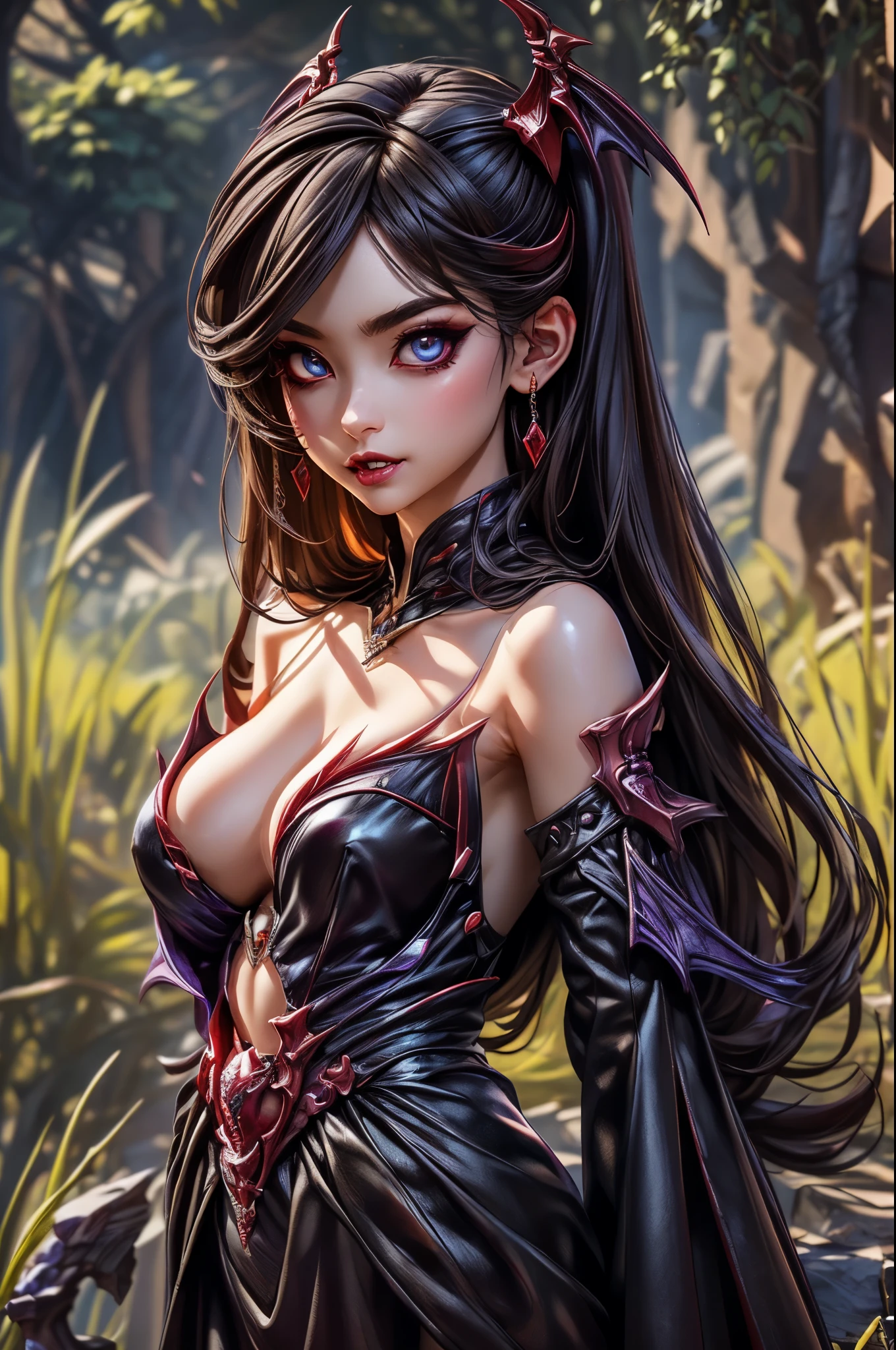 vampire、Vampires、Hell、demon realm、Demons、The Darkness、Beautuful Women、Beautiful、Beautiful eyes、Ultimate Balance、Perfect balance、​masterpiece、- Perrealistic、Picturesque beauty、Very delicate and complex、good looks、((frontage)), add_detail:3