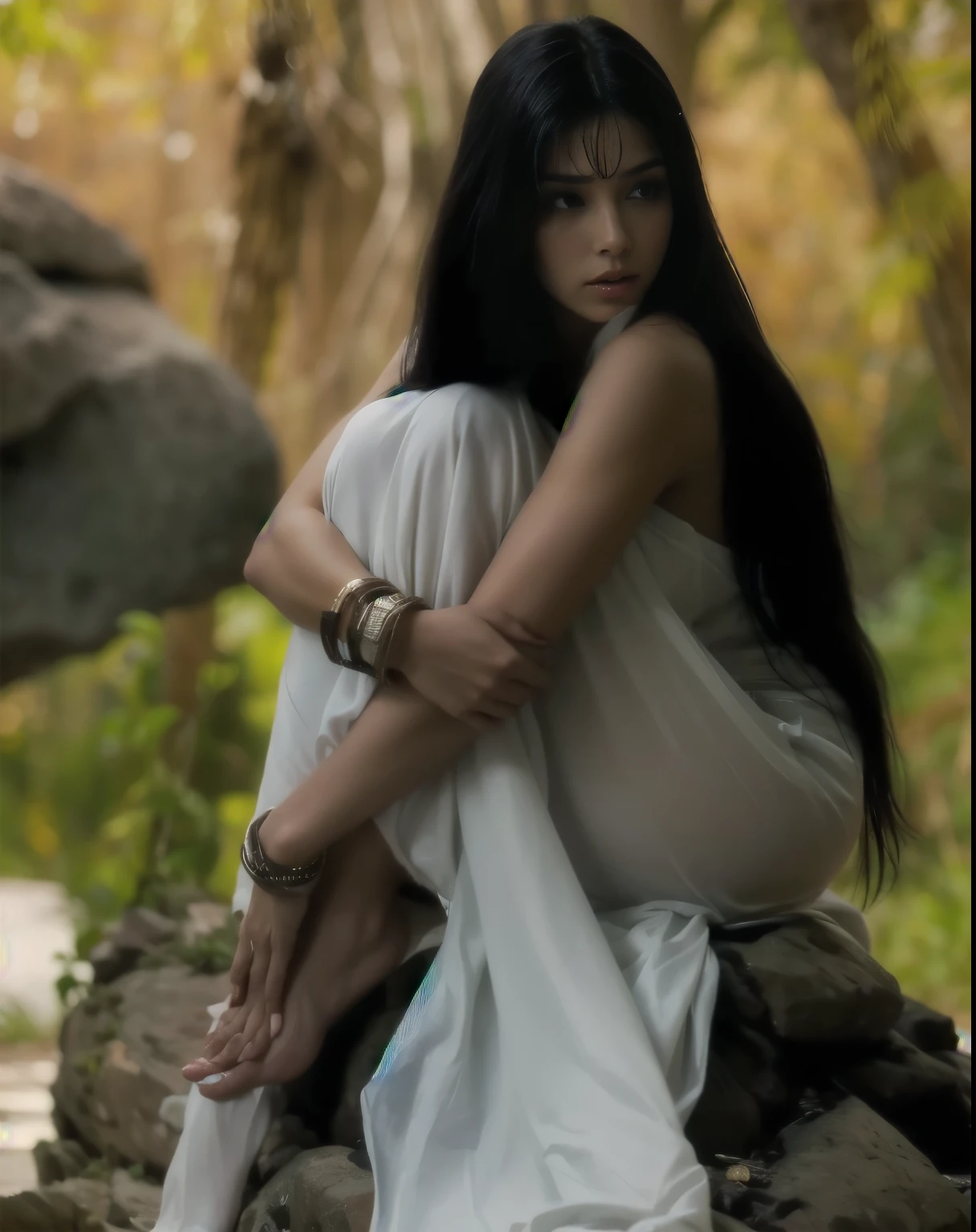 mulher arafida sentada em uma pedra perto de um rio, Deusa linda, linda donzela, linda mulher, photo of a linda mulher, a linda mulher in white, gorgeous linda mulher, mulher sensual, deusa da natureza, Mulher fantasia, portrait of a Deusa linda, very linda mulher, pose elegante deslumbrante, linda mulher, linda modelo, mulher deslumbrante, very beautiful elven top model