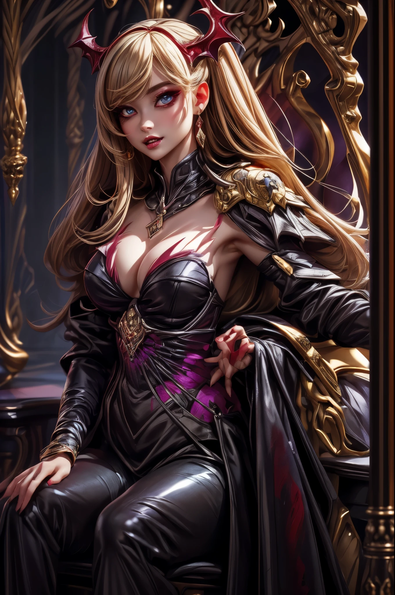 vampire、Vampires、Hell、demon realm、Demons、The Darkness、Beautuful Women、Beautiful、Beautiful eyes、Ultimate Balance、Perfect balance、​masterpiece、- Perrealistic、Picturesque beauty、Very delicate and complex、good looks、((frontage)), add_detail:3
