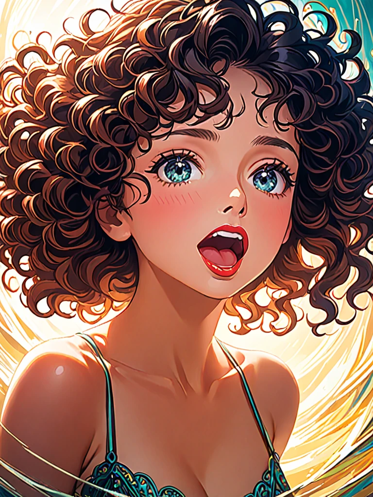 Center,

Half Body of 

A passionately exciting [Woman:Maude Adams:0.1] with her mouth half open sensually,  

Dark curly Hair,

Half Body,

, ultra-detailed, film photography, light leaks, Larry Bud Melman, trending on artstation, sharp focus, studio photo, intricate details, highly detailed, by greg rutkowski