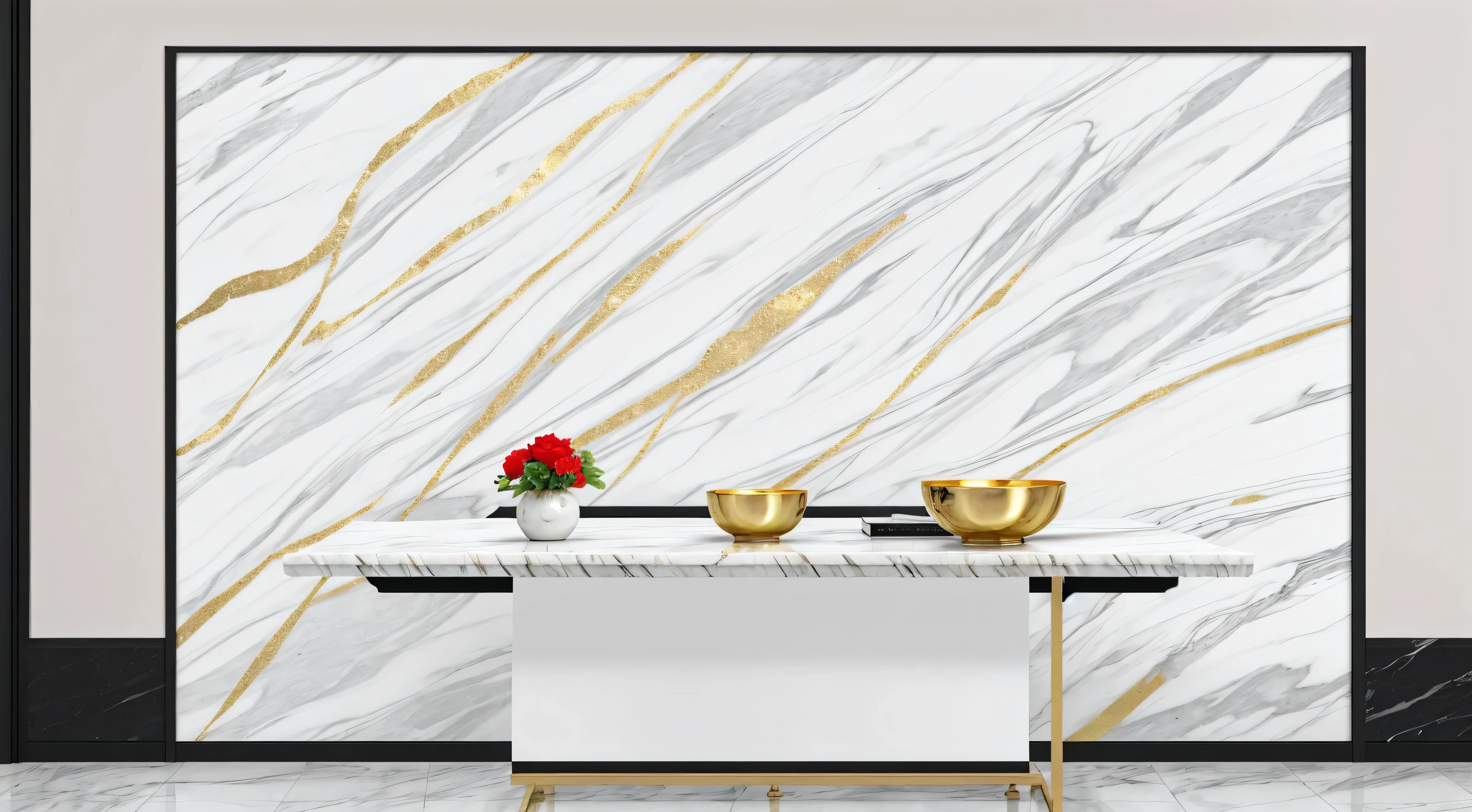 There is a marble table in the room，A bowl is placed on top, white karaka gold marble, Engraved Marble Textured Silk Cloth, marble wall, Baroque marble and gold in space, translucent stone white skin, white marble with gold accents, On a large marble wall, white marble wall, white marble and gold, Ivory and black marble, polished white marble, white marble