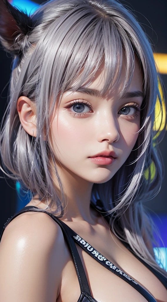 (Uhd, retina, masterpiece, Accurate, anatomically correct, rough skin, Super detailed, advanced details, high quality, 最high quality, High resolution, 1080p, hd, 4k, 8K, 16k), (detailed and beautiful eyes, beautiful detailed lips, highly detailed eyes and face), soft lighting, Physically based rendering, Bright colors, (((big breasts:1.6))), (cow print bikini), (portrait, bob cut, shiny hair, shiny skin, blush), (Bokeh), eye reflection, (sad, incline one's head to the side:1.5),