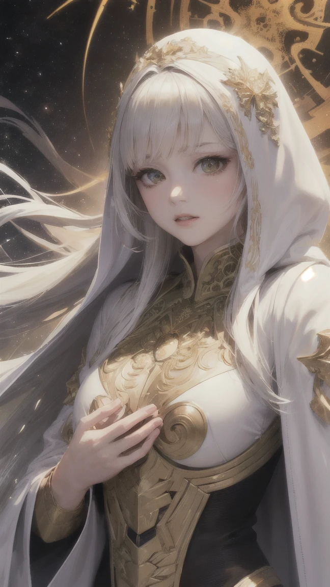 nsfw,Highest Quality, Highest image quality, RAW Photos, Realistic, Photorealsitic, ultra detailed and beautiful, highest details, 1young girls, good-looking, Beautiful fair skin and luster, Beautiful eyes are big and bright, Small mouth and thin lips, hijabi, Goodness of style and slenderneseautiful big breasts:1.3), She has a cheerful personality and a cute smile......, Natural makeup, Pearl Pin Cripantasy see-through costume with cute details and wide breasts:1.5), Cute little girl s, beautiful girl illuminated by seven colors of light, Irridescent color,
