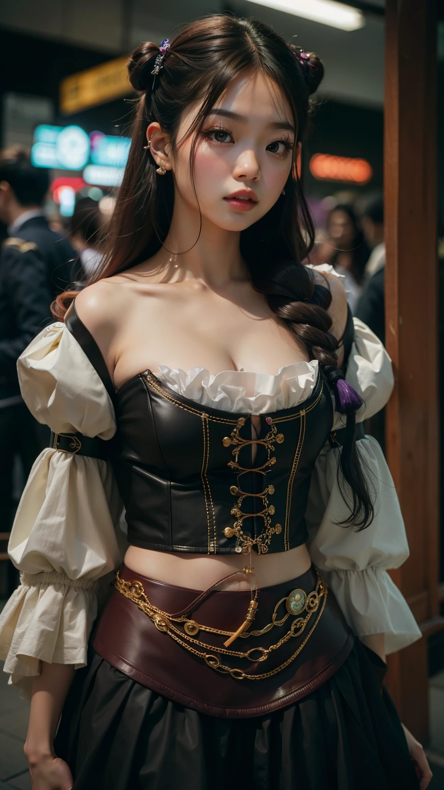 best quality, masterpiece, (extremely delicate and beautiful:1.2),
blurry background, looking at viewer,
1girl, solo, fashi-girl, red lips, blush, bdsm, bodysuit, corset, shibari, handcuffs, collar, (suspension:1.6), breasts out, bound arms, arms behind back, restrained, leaning forward, yellow eyes, black hair, glowing eyes yellow