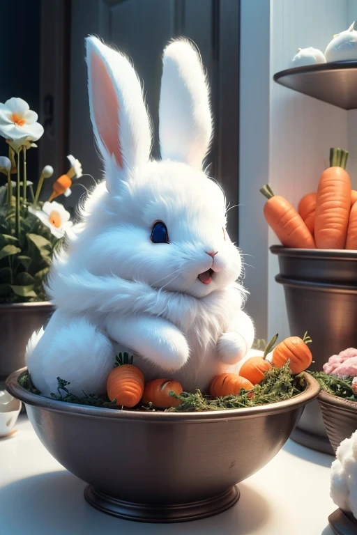 high resolution、white rabbit ears、fluffy、A border that doesn't feel strange