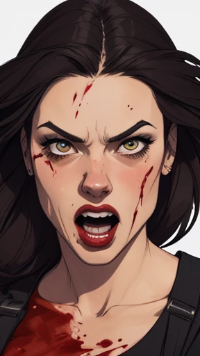 a drawing of a woman with blood on her face and a bloody collar, charlie bowater art style, arte do personagem Charlie Bowater, lois van rossdraws, Ross Draws 1. 0, female vampire, Carmilla Vampira, artgerm e rossdraws, style of charlie bowater, Vampire girl, Ross Draws 2. 0, Retrato de RossDraws, vampire portrait