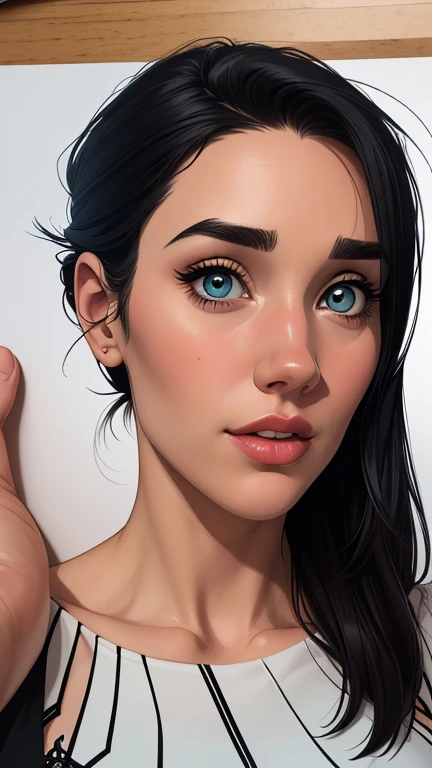 Personagem mulher ninja com marcas de guerras Imagem de desenho animado de uma mulher .cartoon style illustration, estilo de arte dos desenhos animados, estilo de arte dos desenhos animados, digital illustration style, design de personagens altamente detalhado, arte digital detalhada coragem, Forest fan art, Design de personagens de retrato, beautiful digital illustration, retrato de alta qualidade, Arte em quadrinhos, mulher jovem cabelo com transas lindas . Beautiful lined eyes Medium large bust and wonderful sexy clothes. image expression of sexual desire from waist to head illustration Jennifer Connelly and Salma haiek 