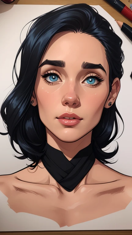 Personagem mulher ninja com marcas de guerras Imagem de desenho animado de uma mulher .cartoon style illustration, estilo de arte dos desenhos animados, estilo de arte dos desenhos animados, digital illustration style, design de personagens altamente detalhado, arte digital detalhada coragem, Forest fan art, Design de personagens de retrato, beautiful digital illustration, retrato de alta qualidade, Arte em quadrinhos, mulher jovem cabelo com transas lindas . Beautiful lined eyes Medium large bust and wonderful sexy clothes. image expression of sexual desire from waist to head illustration Jennifer Connelly and Salma haiek 
