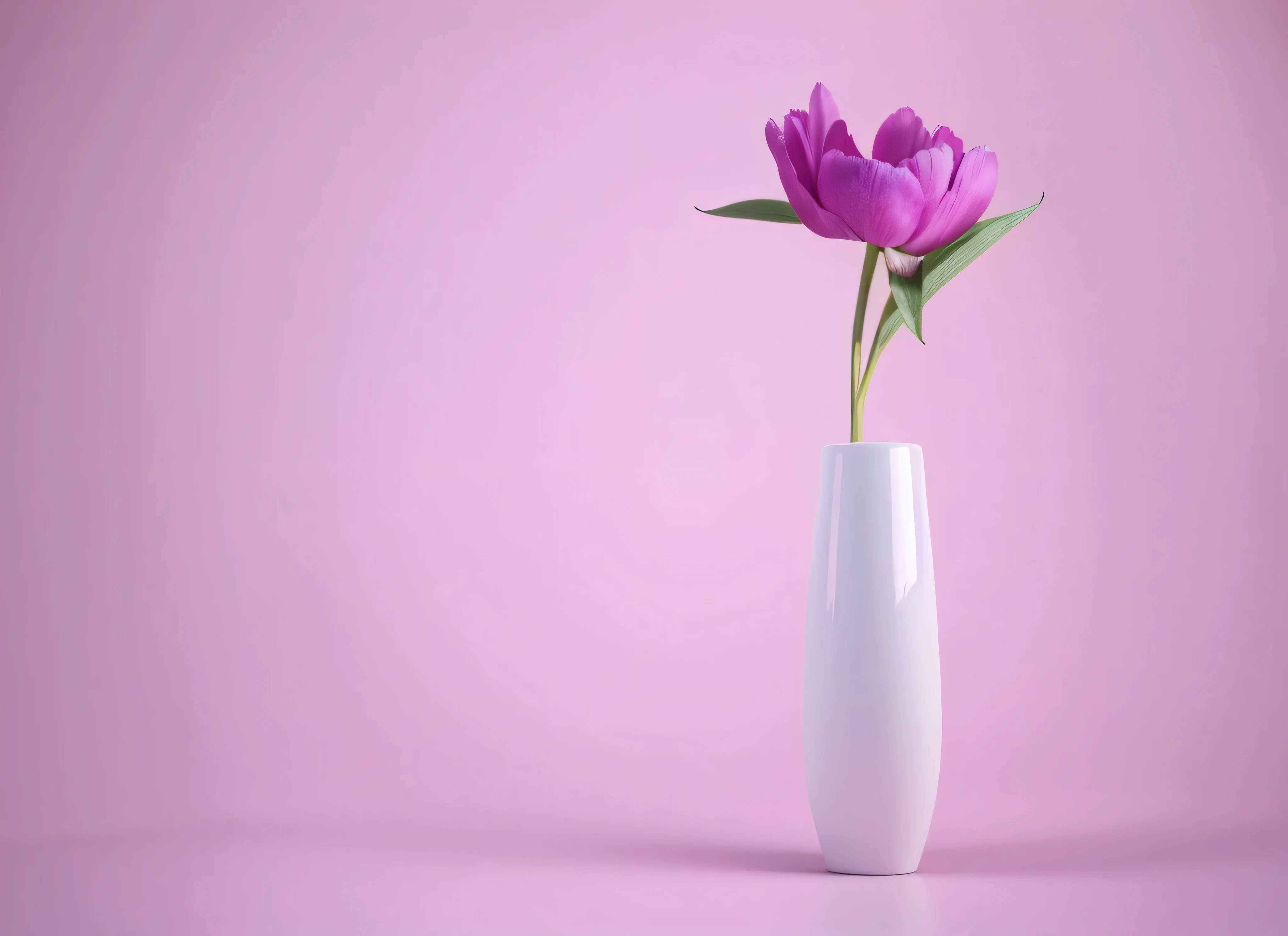 there is a white vase with a purple flower in it, minimalistic composition, smooth 3d cg render, vase with flowers, clean 3 d render, soft 3d render, rendered in cinema4d, rendered in cinema 4 d, stylized as a 3d render, depicted as a 3 d render, amazing contrasting background, hyper realistic 3 d render