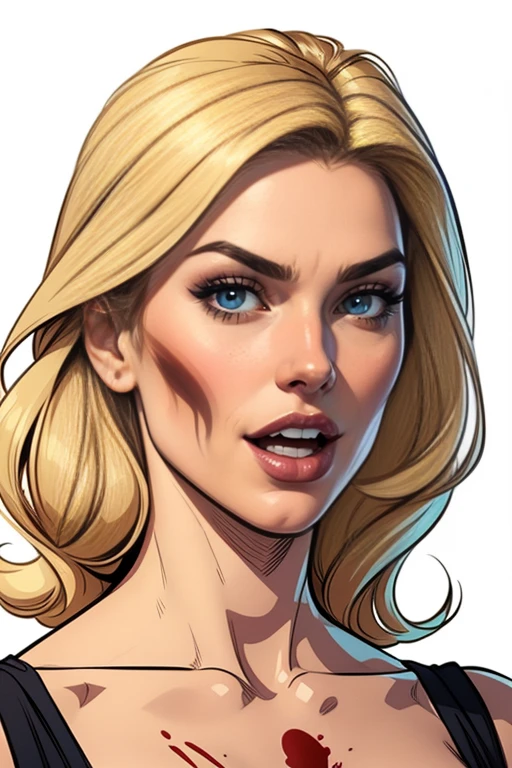 Personagem usando roupasestilo Cartoon Burlesque suja de sangue criminoso Yvonne Strahovski omagem de desenho animado de uma mulher .cartoon style illustration, estilo de arte dos desenhos animados, estilo de arte dos desenhos animados, open mouth with vampire teeth stained with criminal blood Digital illustration style, design de personagens altamente detalhado, arte digital detalhada fofa, City fan art, Design de personagens de retrato, beautiful digital illustration, retrato de alta qualidade, Arte em quadrinhos, mulher jovem. expression of sexual desire white background stained with criminal blood