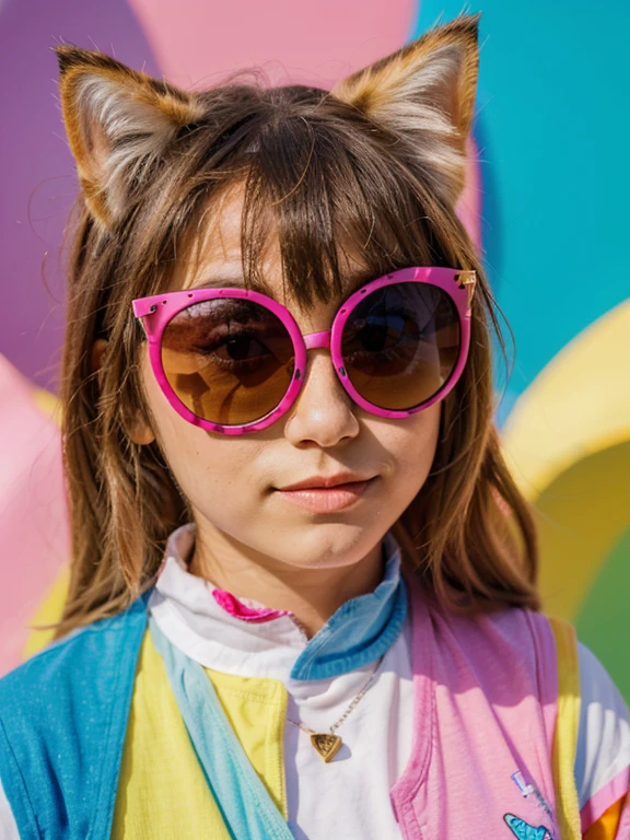 Sweet little abstract Kitty with big funny colorfull sunglasses