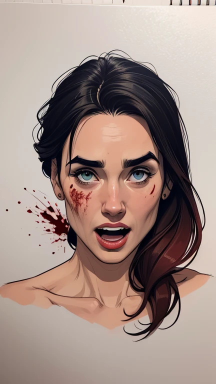 Personagem usando roupasestilo Cartoon Burlesque suja de sangue criminoso Jennifer Connelly omagem de desenho animado de uma mulher .cartoon style illustration, estilo de arte dos computadores roupas de vampira desenhos animados, estilo de arte dos desenhos animados, open mouth with vampire teeth stained with criminal blood Digital illustration style, design de personagens altamente detalhado, arte digital detalhada fofa, City fan art, Design de personagens de retrato, beautiful digital illustration, retrato de alta qualidade, Arte em quadrinhos, mulher jovem. expression of sexual desire white background stained with criminal blood