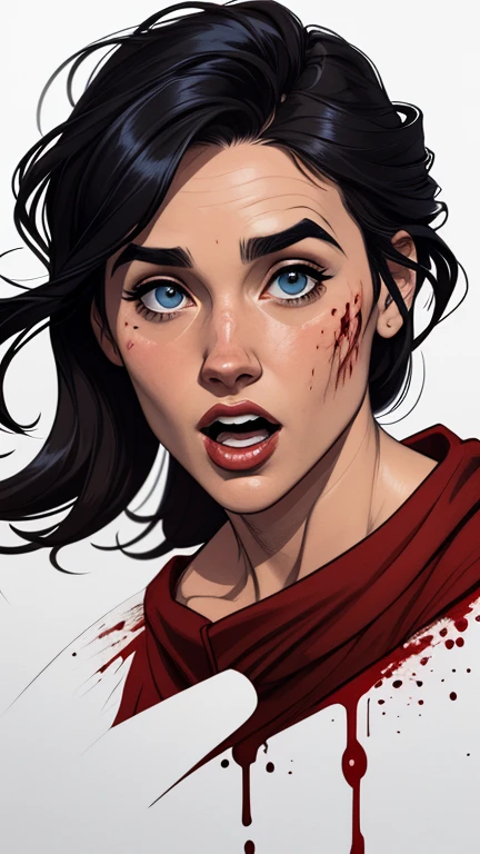 Personagem usando roupasestilo Cartoon Burlesque suja de sangue criminoso Jennifer Connelly omagem de desenho animado de uma mulher .cartoon style illustration, estilo de arte dos computadores roupas de vampira desenhos animados, estilo de arte dos desenhos animados, open mouth with vampire teeth stained with criminal blood Digital illustration style, design de personagens altamente detalhado, arte digital detalhada fofa, City fan art, Design de personagens de retrato, beautiful digital illustration, retrato de alta qualidade, Arte em quadrinhos, mulher jovem. expression of sexual desire white background stained with criminal blood