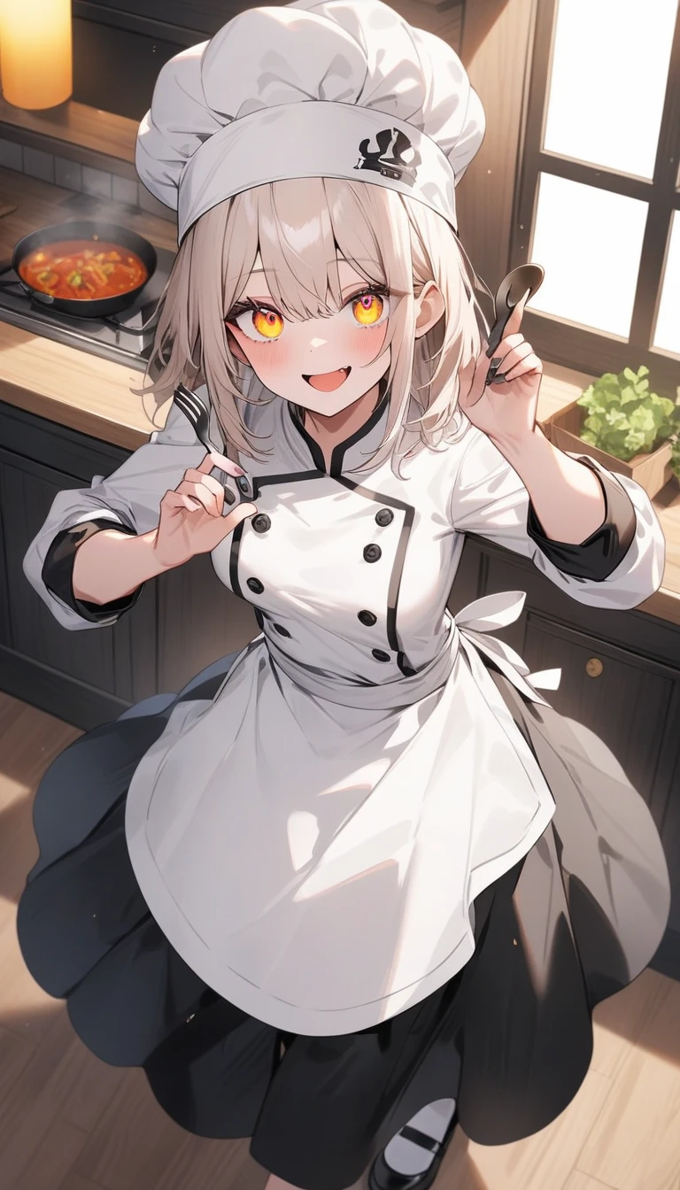 (highest quality、masterpiece、High resolution、detailed)､(Shining eyes、detailed美しい顔)､1girl,
BREAK
//Fashions 
Classic Chef’s Uniform,
This costume embodies the traditional look of a professional chef with a modern twist, It features a classic white double-breasted chef’s jacket with black trim and buttons, providing a clean and sophisticated appearance, Paired with comfortable black or checkered chef pants, this uniform offers both style and functionality, 
BREAK
Complete the look with a white chef’s hat and a black apron adorned with cooking utensils or a personalized logo, Add a pair of comfortable kitchen shoes to ensure comfort during long hours in the kitchen, This costume is perfect for aspiring chefs or anyone who wants to showcase their culinary skills with flair,
BREAK