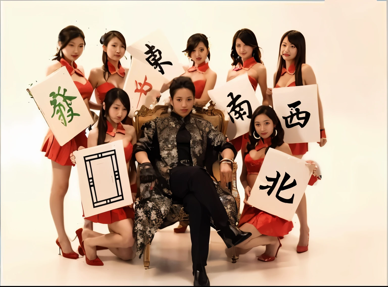 masterpiece,(best quality:1.3),ultra high resolution,original photo,Delicate skin,beautiful lights,(actual, photo-actual:1.4), 7 girls,qipao,