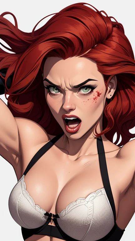 Personagem usando roupasestilo Cartoon Burlesque roupas de xena princesa guerreira Connelly omagem de desenho animado de uma mulher .cartoon style illustration, estilo de arte dos computadores roupas de vampira desenhos animados, estilo de arte dos desenhos animados, open mouth with vampire teeth stained with criminal blood Digital illustration style, design de personagens altamente detalhado, arte digital detalhada fofa, City fan art, Design de personagens de retrato, beautiful digital illustration, retrato de alta qualidade, Arte em quadrinhos, mulher jovem. expression of sexual desire white background stained with criminal blood