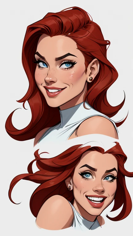 Personagem usando roupasestilo Cartoon Burlesque roupas de xena princesa guerreira Connelly omagem de desenho animado de uma mulher .cartoon style illustration, estilo de arte dos computadores roupas de vampira desenhos animados, estilo de arte dos desenhos animados, smile showing teeth dirty with criminal blood Digital illustration style, design de personagens altamente detalhado, arte digital detalhada fofa, City fan art, Design de personagens de retrato, beautiful digital illustration, retrato de alta qualidade, Arte em quadrinhos, mulher jovem. expression of sexual desire white background stained with criminal blood