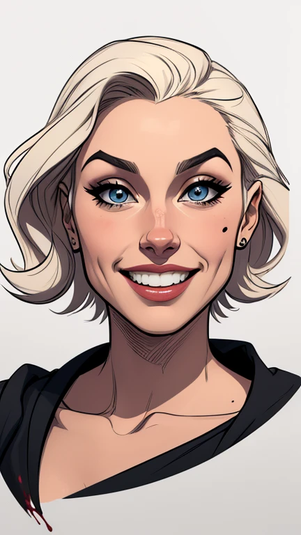 Personagem usando roupasestilo Cartoon Burlesque roupas de inferno Connelly omagem de desenho animado de uma mulher .cartoon style illustration, estilo de arte dos computadores roupas de vampira desenhos animados, estilo de arte dos desenhos animados, smile showing teeth dirty with criminal blood Digital illustration style, design de personagens altamente detalhado, arte digital detalhada fofa, City fan art, Design de personagens de retrato, beautiful digital illustration, retrato de alta qualidade, Arte em quadrinhos, mulher jovem. expression of sexual desire white background stained with criminal blood