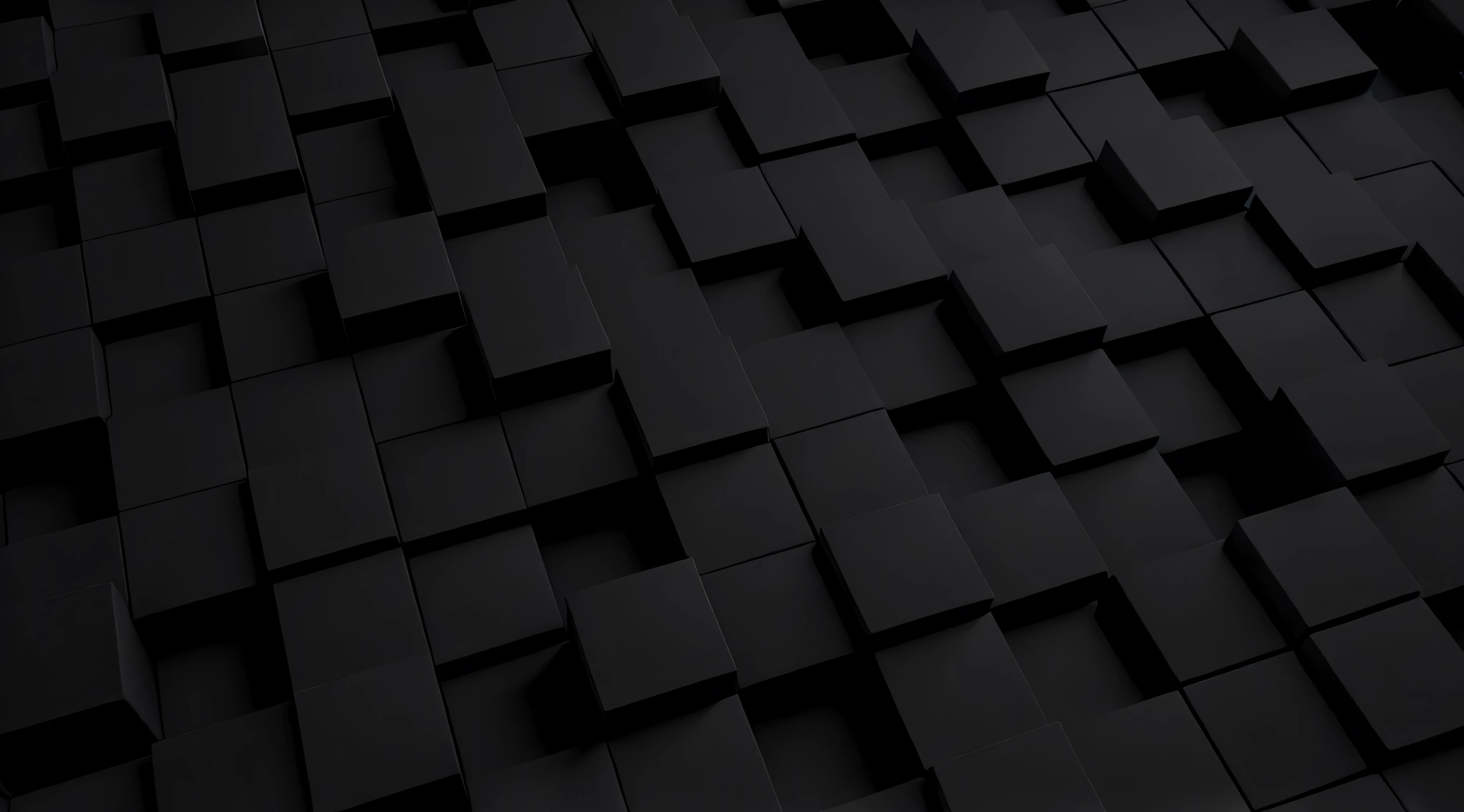 a close up of a black background with a lot of cubes, black ambient background, black background), abstract blocks, background dark, black backgrounds, dark backgroud, black flat background, dark abstract background, dark wallpaper, solid dark background, black 3 d cuboid device, the background is black, black floor, matte background. unreal engine