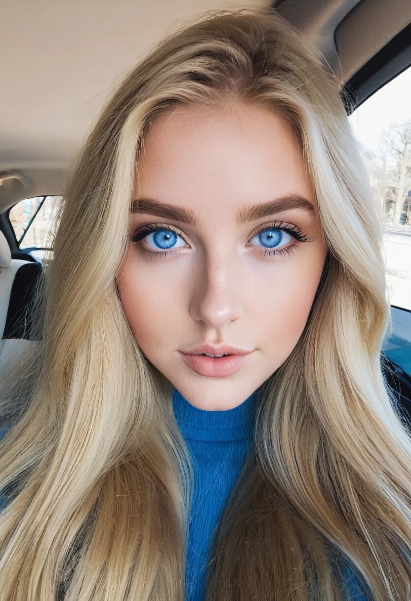 lauren budd, iphone pro 14 selfie, 20 years old female, extremely beautiful, skandinavian, natural blue eyes, long blonde hair, realistic, curvy body