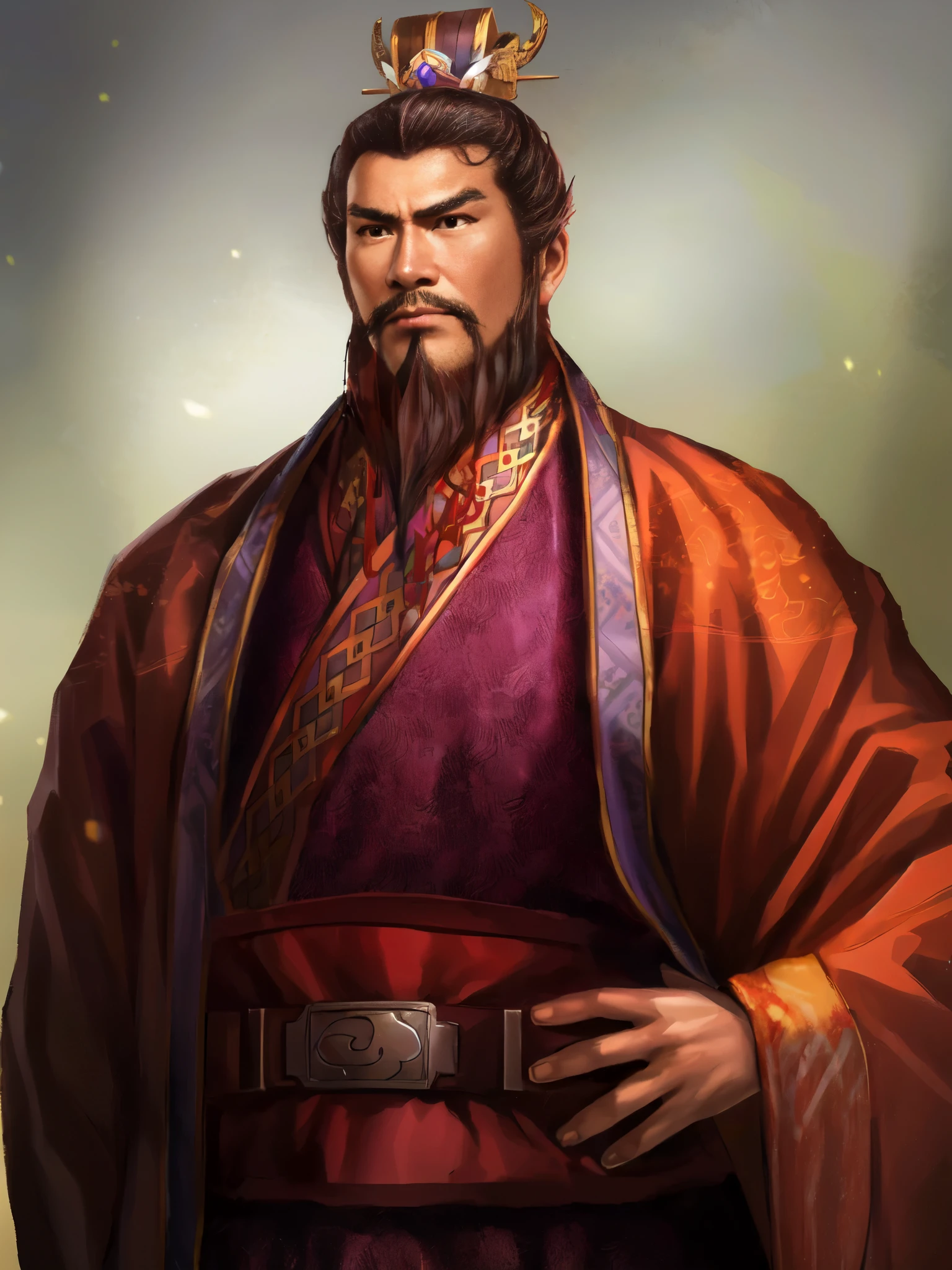 one with a beard、Close-up of man wearing crown on head, Inspired by Cao Zhibai, bian lian, Inspired by Li Kan, Inspired by Huang Shen, Inspired by Hu Zaobin, inspired by Wu Daozi, olchas logan cure liang xing, Inspired by Huang Ding, Inspired by Wu Bin, inspired by Zhao Mengfu