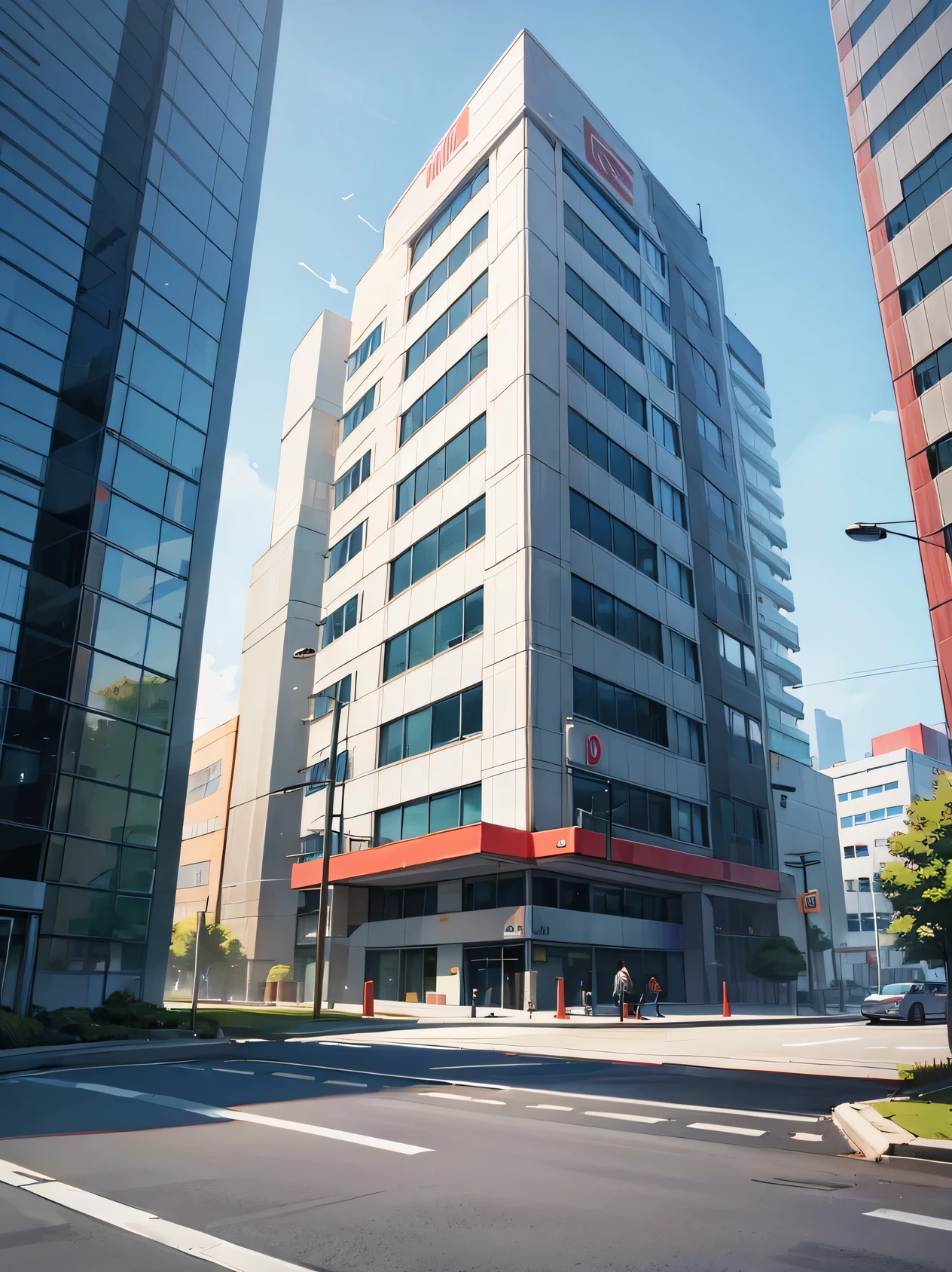 Animated office building front view