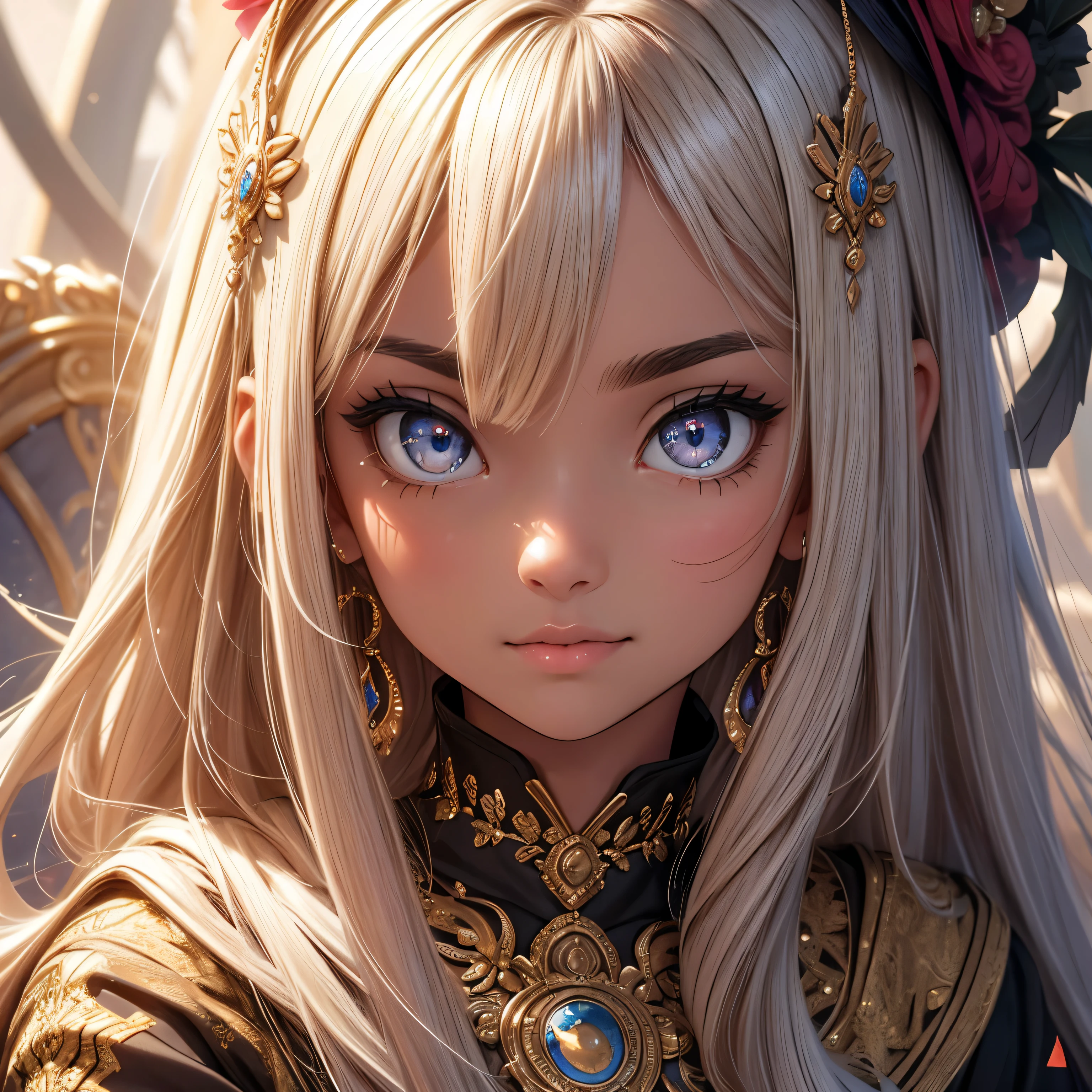 young Indian girl, dark complection, 18-year-old,an indian girl,solo,masterpiece,best quality,highres,Extreme detaildelicate face,blonde hair. Extreme detaildelicate eyes,(face alignment),fair complexion,Exquisite hairstyle,light-colored lips,A charming smile.Strong sense of detail and layer,rich and gorgeous color,with a unique sense of texture, Rich color, color harmony, vivid painting ,design,16k,hyper detailed, abstractionism, cute big eyes, sparkles in eyes