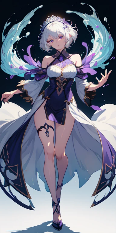 (masterpiece, best quality:1.2), 1girl, solo, ((Sonata)), vampire purple hair, full body