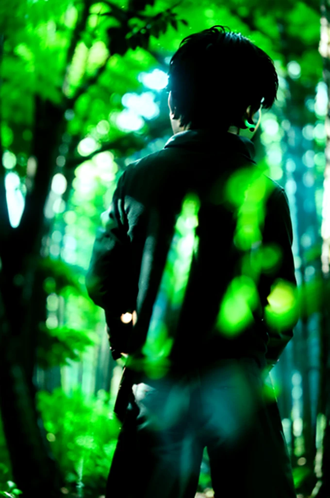 3D, personality: Johnny taking a hesitant step forward, feeling the warmth of the magic emanating from the portal. Him looking back at the forest behind him, then turning his gaze back to the dazzling world in front of him. unreal engine, hyper real --q 2 --v 5.2 --ar 16:9
